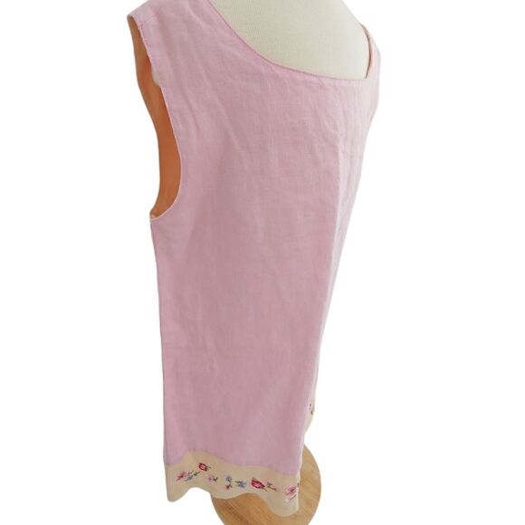Vintage Y2K GAP pink linen with flower embroidered yellow hem - Picture 4 of 11